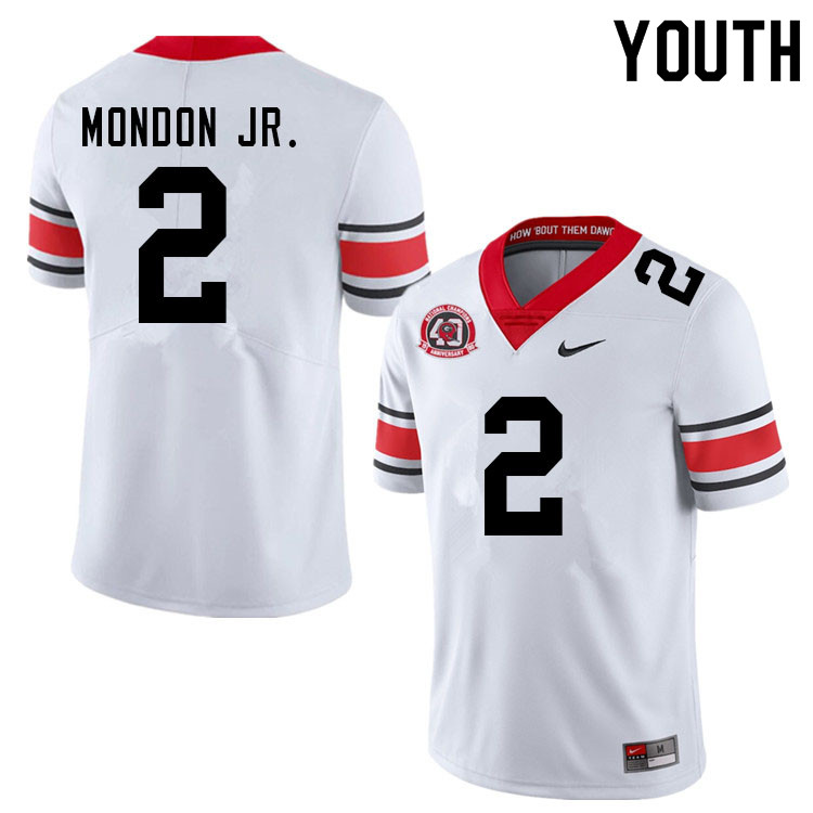 Georgia Bulldogs Youth Smael Mondon Jr. #2 White 1980 National Champions 40th Anniversary Stitched College UGA Football Jersey 23AW018BH